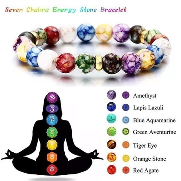 Dvkptbk Bracelets 7 Chakras Crystals and Healing Stones Bracelets ,Crystal Bracelet Yoga Beaded Bracelets Jewelry