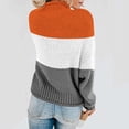 thumbnail image 4 of Chandails à Enfiler pour Femmes Hiver Femmes Tricot Agencement de Couleurs Col Rond Ample Décontracté Hauts de Chandail Femmes Hauts Légers d'Automne P-67 Orange P, 4 of 4