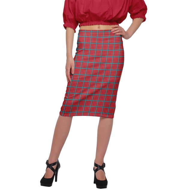 Moomaya Jupe Imprimée Longueur Genou pour Femmes Grande Taille Jupe en Poly Spandex