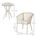 thumbnail image 3 of Outsunny 3 Pieces Wicker Patio Furniture w/ Soft Cushions, Glass Table, 3 of 10