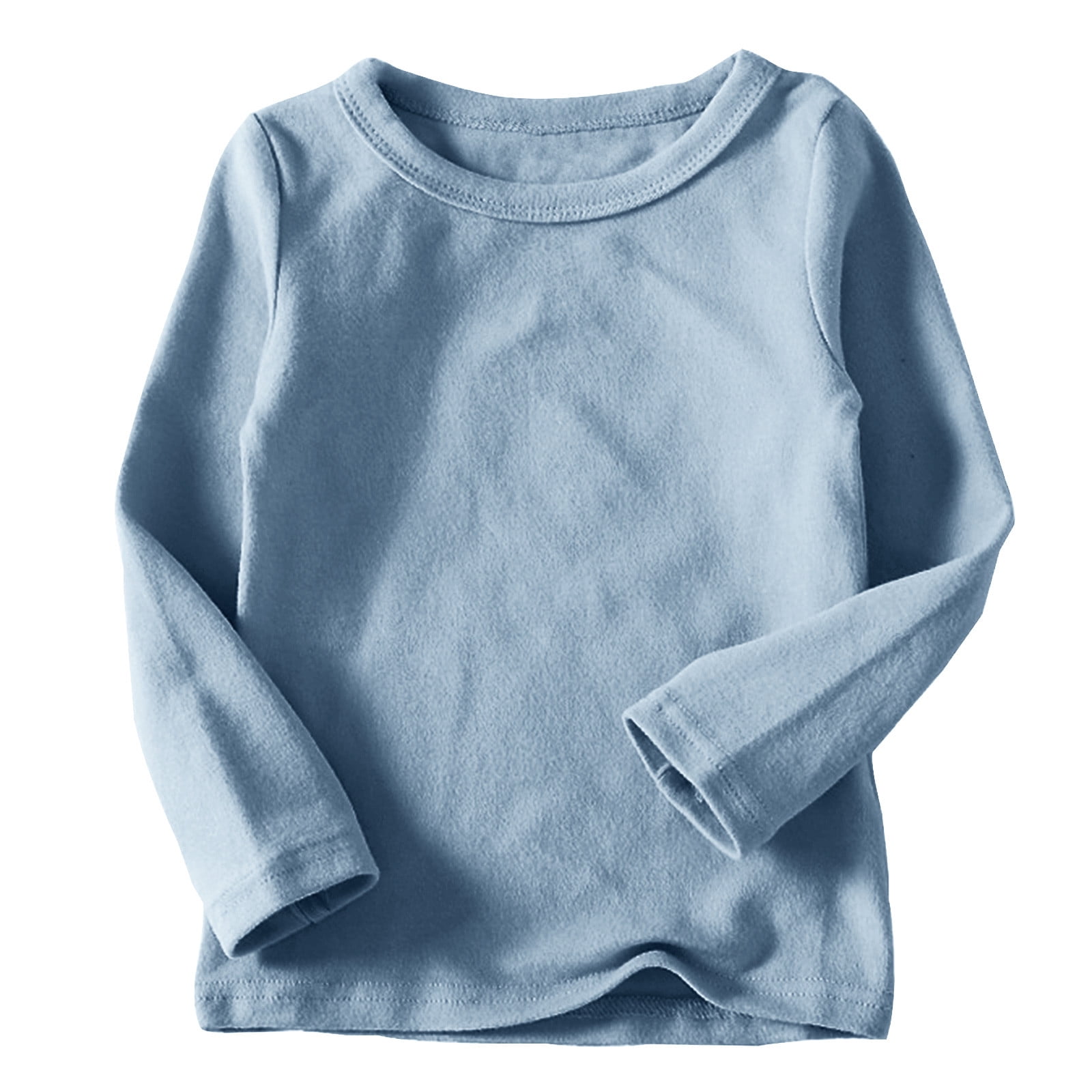 LOVZFMLL Hauts pour Petites Filles, T-Shirt de Pyjama à Col Rond à Manches Longues Uni, Décontracté Essentiel pour Tous les Jours, Polyvalent pour Superposition, Vêtements d'Automne 6-7 Ans Vêtements pour Filles