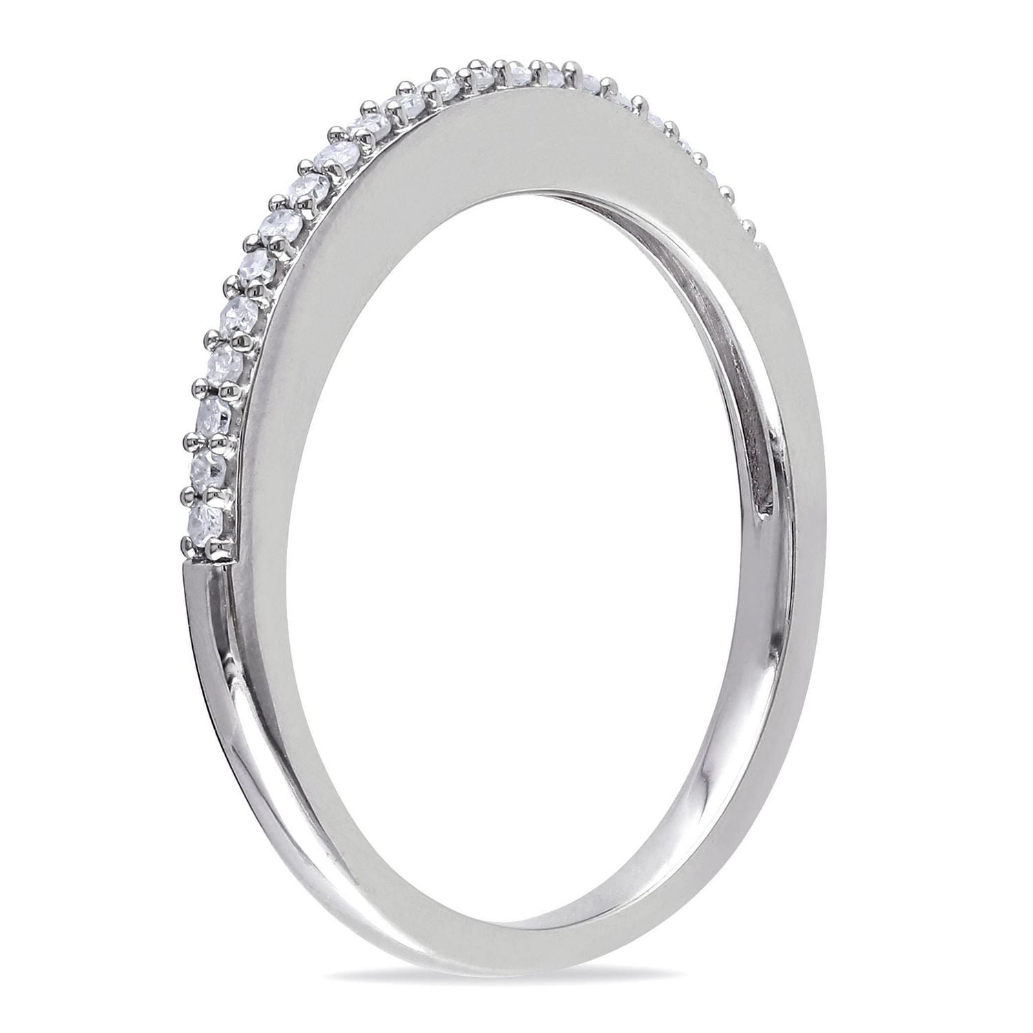 Bague d'anniversaire Miabella avec diamants 1/10 CT poids total en or blanc 10K