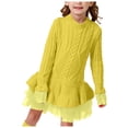 thumbnail image 1 of Splozh Robes pour Bébé Fille Printemps et Automne Filles Hiver Robe de Fête à Manches Longues Robe en Maille à Motif Jaune, 3-4 Ans, 1 of 6