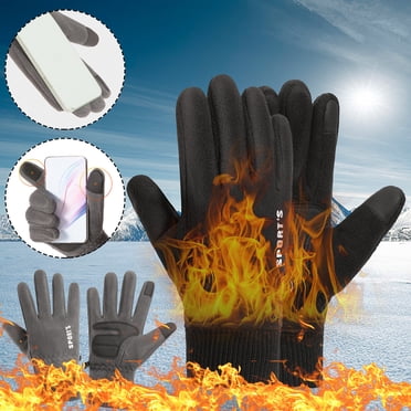 Gants de Cyclisme d'Hiver 2 Pcs, Gants de Ski à Écran Tactile Coupe-Vent Doublés en Polaire Thermique pour Course et Alpinisme par Temps Froid (Noir)