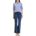 thumbnail image 2 of INSPIRE CHIC Chemises à Col à Revers pour Femmes, Boutonnées, Manches Longues Retroussables, P Bleu, 2 of 8