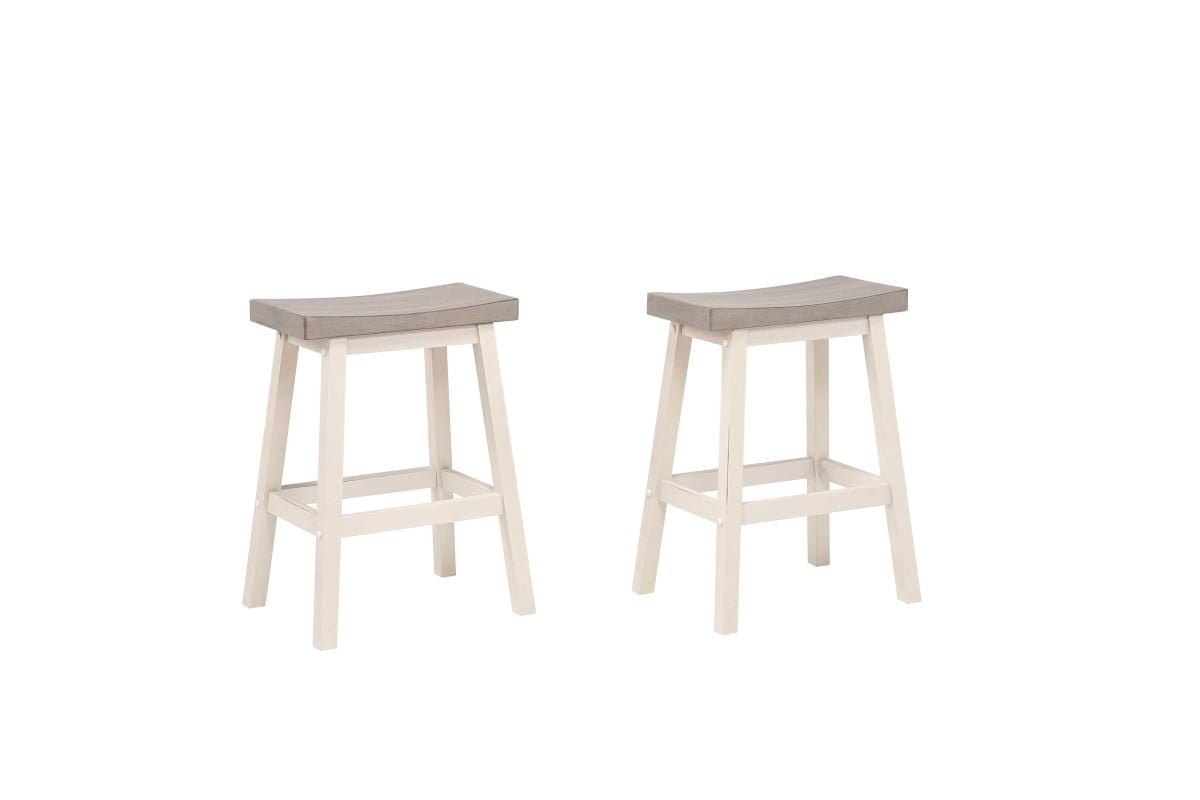 Tabouret de bar Sarah, ensemble de 2, Gris/Blanc