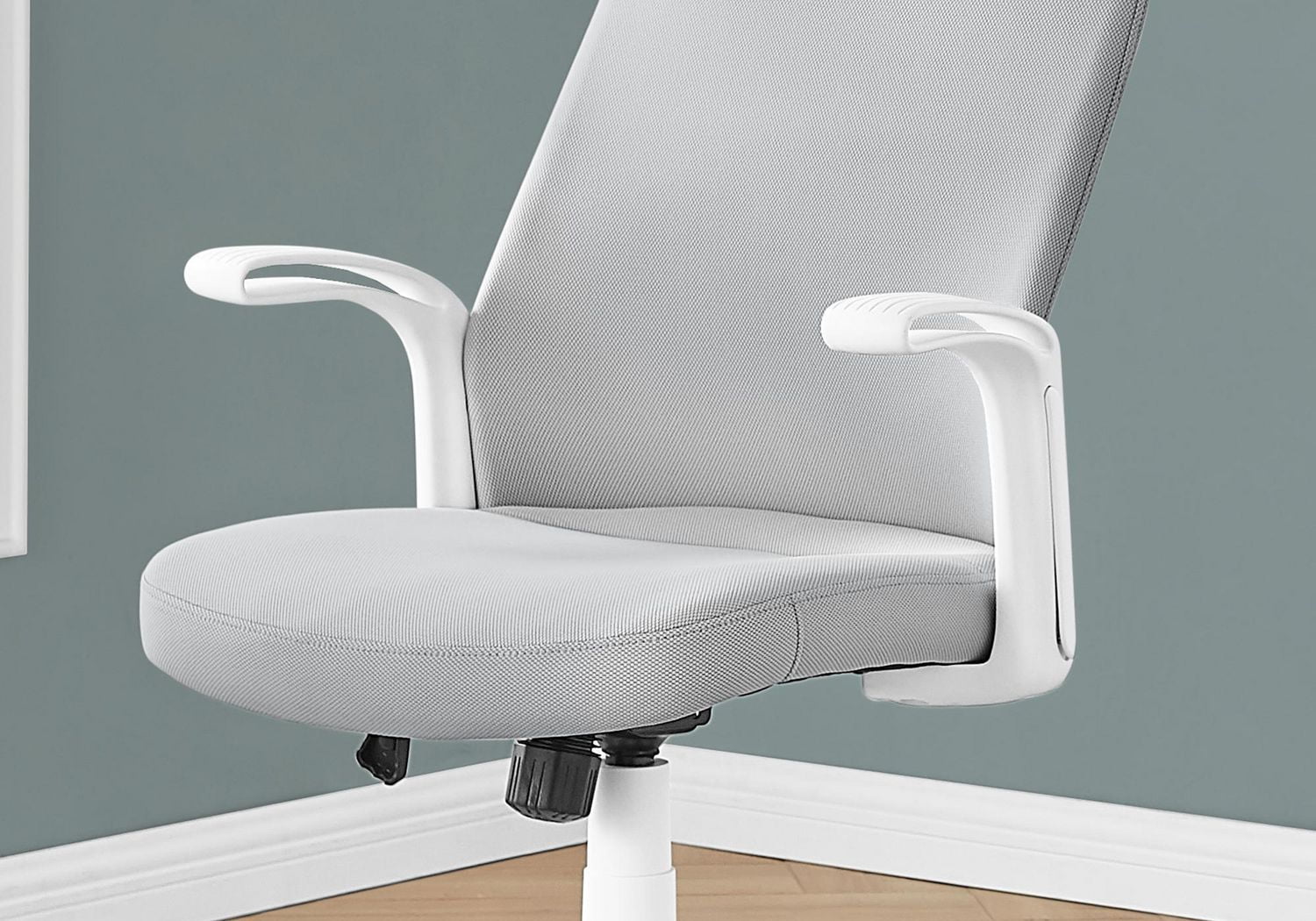 Monarch Specialties Chaise De Bureau, Hauteur Ajustable, Pivotant, Ergonomique, Appuis-bras, Bureau, Travail, Métal, Engrener, Blanc, Gris, Contemporain, Moderne