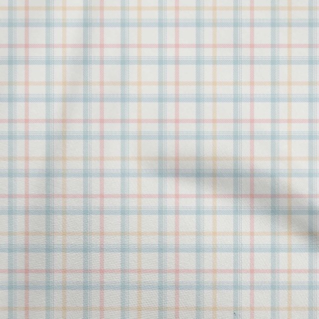 oneOone Polyester Spandex Light Blue Fabric Check Fabric For Sewing Printed Craft Fabric By The Yard 56 Inch Wide