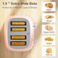 thumbnail image 2 of Toaster 4 Slice, Retro Stainless Toaster with 6 Bread Shade Settings,1.5''Wide Slots Toaster with Cancel/Defrost/Reheat Functions,Dual Independent Control Panel (Pink), 2 of 5