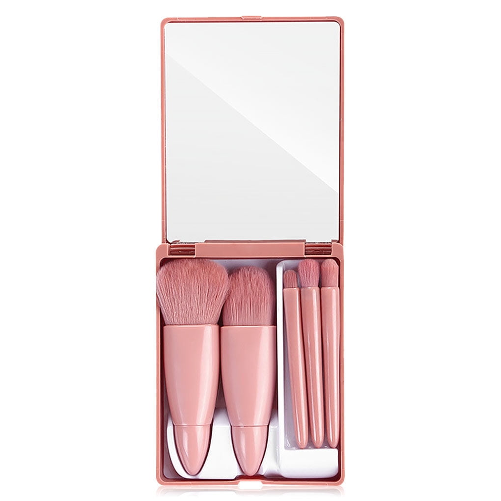 Pack of 5 Makeup Brushes with Mirror Powder Shadow Eyebrow Supplies for Foundation Eye Shadow Beauty Make Up Set Eyelash Brush Beginner Cosmetics Household