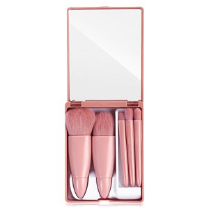 Boîte de 5 Brosses de maquillage avec miroir Poudre Shadow Sourcils Fournitures pour la Fondation Ombre de yeux Beauté Maquillage Set Pince à cils Débutant Cosmétiques Ménage