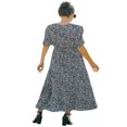 thumbnail image 4 of Robe Décontractée à Volants Manches Courtes Imprimé Floral Taille Haute Col en Chiffon Robe Longue de Plage Fête Vert s, 4 of 5
