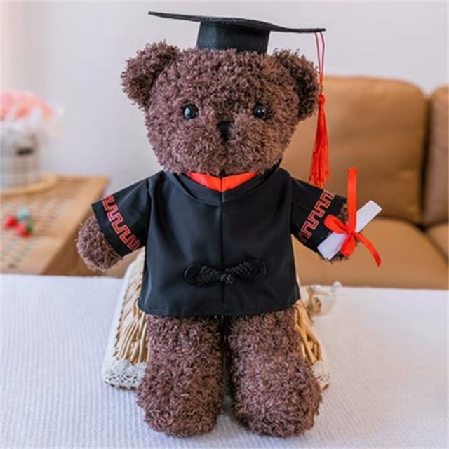 HWRETIE Graduation Teddy Bear 2023 Plush Toy With Black Graduation Cap 11.8 Inch College Graduation Gift Decoration