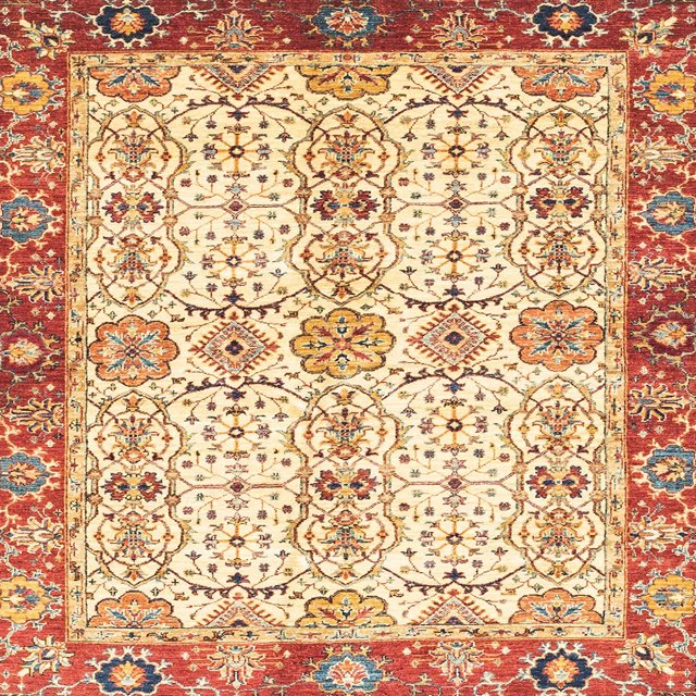 Ahgly Company Indoor Square Abstract Brown Gold Oriental Area Rugs, 8' Square