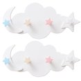 thumbnail image 1 of 2pcs Lovely Cloud Moon Star Shaped Hooks Adhesive Wall Hangers Wall Racks (White), 1 of 9