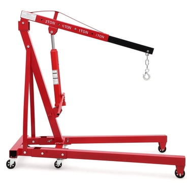 Garvee Hydraulic Engine Hoist, 2 Ton Max, Cherry Picker, 4400 lbs, No Lever, Red