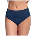 thumbnail image 1 of Women's Black High Waisted Bikini Bottoms - Retro Style, Basic Design, Full Coverage Swimsuit, Mid - Waist, Comfortable Material, S - XXL Sizes, 1 of 6