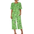 thumbnail image 3 of Ensemble de Pyjama pour Femmes Shorts Femmes Imprimé Col Rond Manches Courtes Chemise de Nuit et Ensembles Pantalon Tenue d'Intérieur Pyjamas avec Poches Hauts à Manches Courtes pour Femmes Ensemble de Pyjama pour Femmes Été, 3 of 8