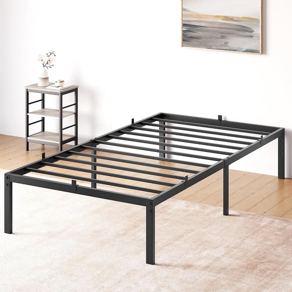 PIONEERWORKS 14 Inch Twin Bed Frame with Storage,Metal Platform Twin Bed Frame No Box Spring Needed Steel Slat Support Easy Assembly