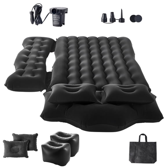 KFFKFF Car Air Mattress, Inflatable Back Seat Car Camping Mattress, Flocking Travel Beds, Durable Portable Sleeping Pad with Air Pump, 2 Pillows, Nozzle, Carry Bag