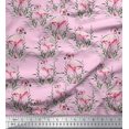 thumbnail image 1 of Soimoi Pink Poly Georgette Fabric Grass & Flamingo Bird Decor Fabric Printed Yard 52 Inch Wide, 1 of 3