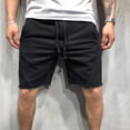 thumbnail image 2 of Yuzhih Men's Summer Shorts Casual Solid Color Drawstring Frayed Raw Hem Shorts Outdoors Workout Athletic Shorts, 2 of 6