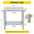 thumbnail image 3 of Stainless Steel Table, High Bearing Table with Backsplash and Undershelf Workbench Easy Clean for Kitchen Restaurant Workshops,48x24x35inch, 3 of 8