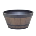 thumbnail image 2 of Resin Barrel Planter  Garden Flower Pot Decor Hangable Plant Container Brown 12inch - Without chain, 2 of 9