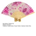 thumbnail image 4 of YAOMOBB Elegant Folding Fan Double Sided Flower Pattern Bamboo Catwalks Lightweight Hand Held Party Props, 4 of 7