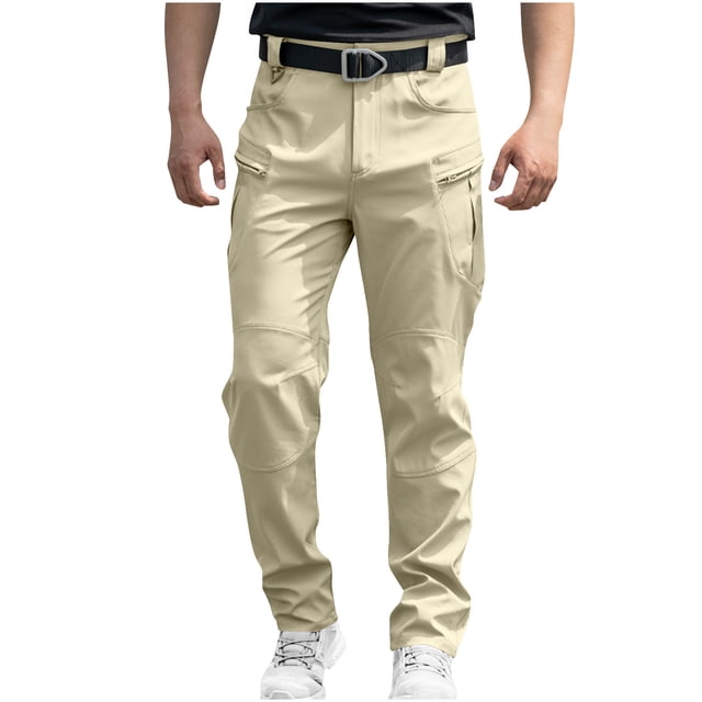 Pantalon de Travail pour Hommes, Pantalon Cargo en Polyester Imperméable à Haute Élasticité avec Multiples Poches, Tissu Résistant aux Déchirures, Léger et Respirant pour les Activités de Plein Air