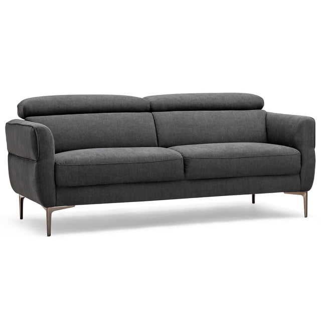 Gymax Modern Loveseat Fabric Sofa Couch with Adjustable Headrest, Grey