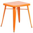 thumbnail image 5 of 23.75'' Square Orange Metal Indoor-Outdoor Table Set with 2 Stack Chairs, 5 of 5