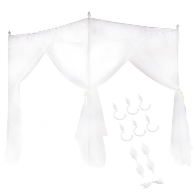 Fyydes Four Corner Mosquito Net, Bedroom Mosquito Netting,Luxury Princess Three Side Openings Post Bed Curtain Canopy Netting Mosquito Net Bedding