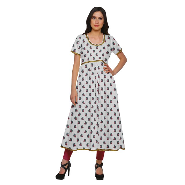 Moomaya Kurta Imprimée pour Femmes, Hauts à Fente avant, Tunique Kurti d'Été pour Femmes