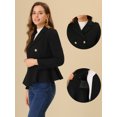 thumbnail image 2 of INSPIRE CHIC Women's Elegant Lapel Button Blazer Long Sleeve Ruffle Hem Work Wool Short Coat Black XL, 2 of 6