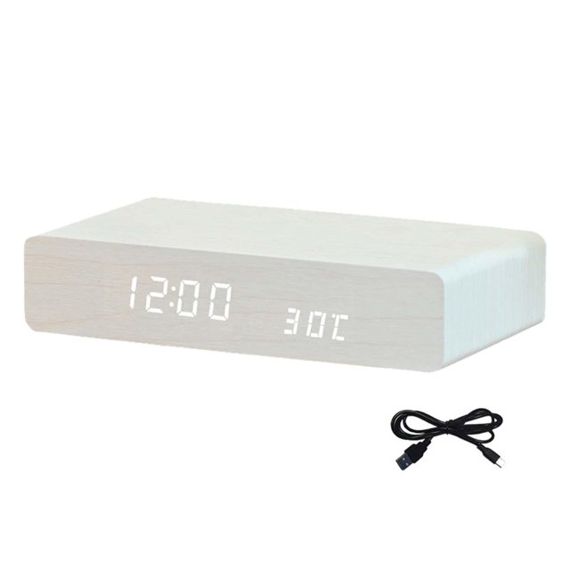 jifeng Réveil avec Chargement Écran LED Fonction Polyvalente pour Cadeau Table Chambre Blanc