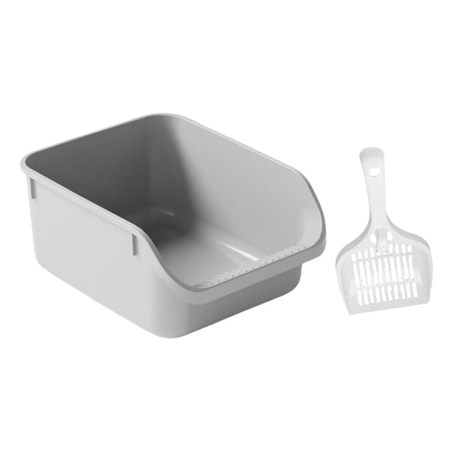 Tachiuwa Cat Litter Box Easy Carry High Sided Cat Litter Container Cat Toilet Sandbox grey