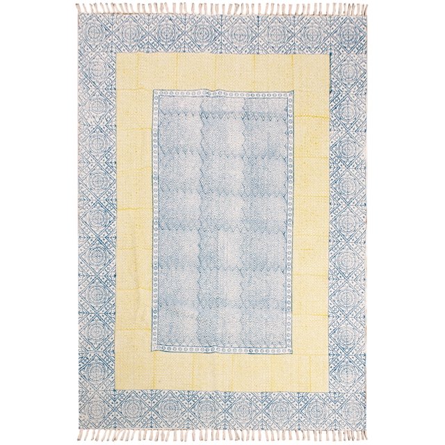 Casavani Hand Made Durrie Home Dcor Area Rug, Blue 3x5 Ft