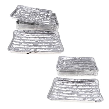 Rongfmy 40x Poêle en Papier D\'aluminium Jetable Plateaux de Grillade Plateau de Barbecue Plaque de Cuisson Fête