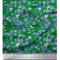 thumbnail image 1 of Soimoi Poly Georgette Fabric Leaves & Periwinkle Floral Printed Craft Fabric by The Yard 42 Inch Wide, 1 of 3