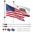 thumbnail image 1 of Yescom 2 Packs EZ GO 25ft Double Flag Poles for Outside House, Aluminum Telescoping Tangle-Free In Ground Flagpole Kit Fits for Front Yard, 1 of 11