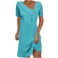 thumbnail image 2 of Robe Mi-Mollet à Manches Courtes Unie pour Femmes, Mode Simple et Élégante Robe Mi-Mollet Unie pour Usage Quotidien Coupe Décontractée, 2 of 9