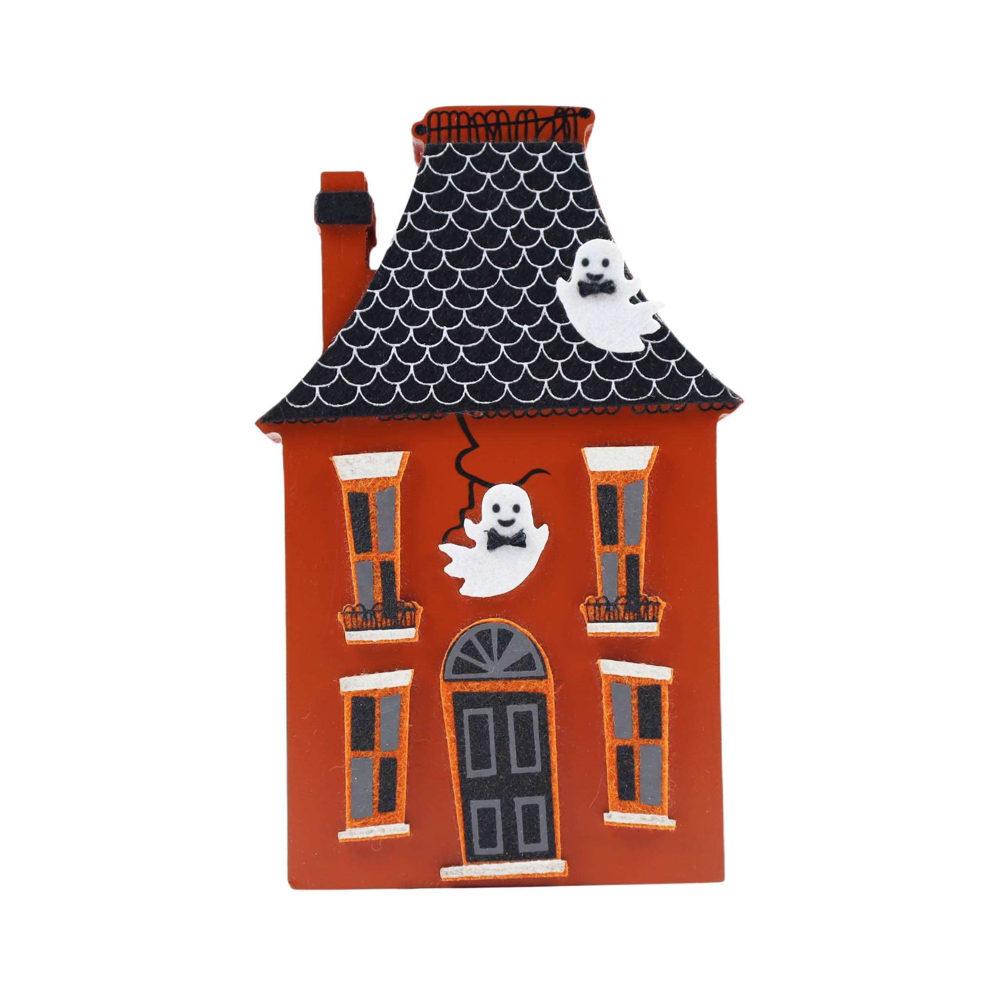Way to Celebrate MDF Haunted House Decoration, 6 inch Height, Orange colour