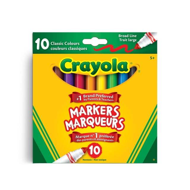 Crayola Broad Line Markers 10 Count, Classic Colours