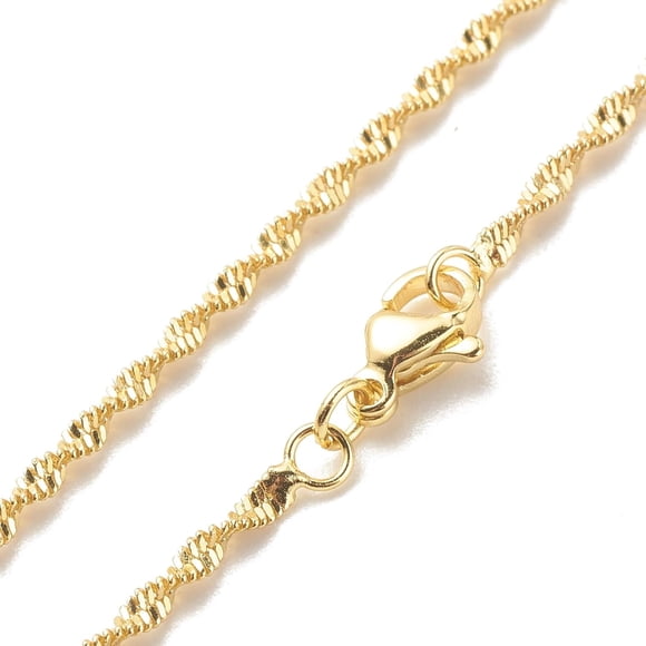 1Pcs Real 18K Gold Plated Brass Chains Necklace Minimalist Chain Necklace Choker for Men Women Personalized Jewelry Gift 17.44 inch