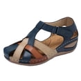 thumbnail image 3 of Cameland Sandales Orthopédiques d'Été Grande Taille Rétro à Bout Rond à Agencement de Couleurs Sandales Compensées Décontractées pour Femmes, 3 of 6