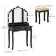thumbnail image 3 of HOMCOM Ensemble de Coiffeuse avec Miroir et Tabouret, Coiffeuse avec Rangement, Noir, 3 of 10