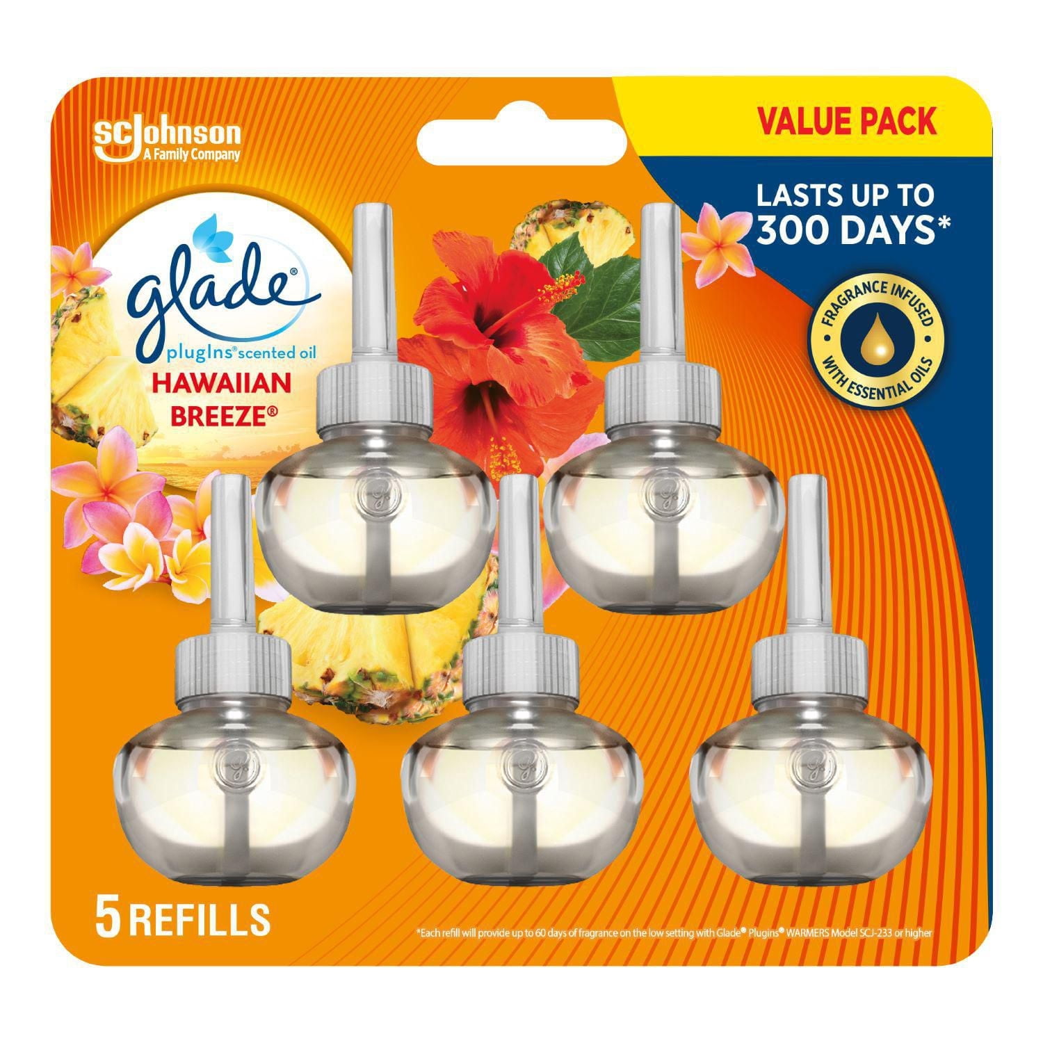 Glade PlugIns® Huile Parfumée 5 Recharges - Brise Hawaïenne