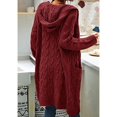 thumbnail image 4 of Women Hooded Open Front Cardigan Cable Knit Sweaters Solid Chunky Long Sweater Coats with Pockets, 4 of 5
