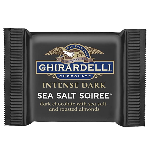 Ghirardelli Intense Dark Individually-Wrapped Sea Salt Soiree Squares - 540/Case